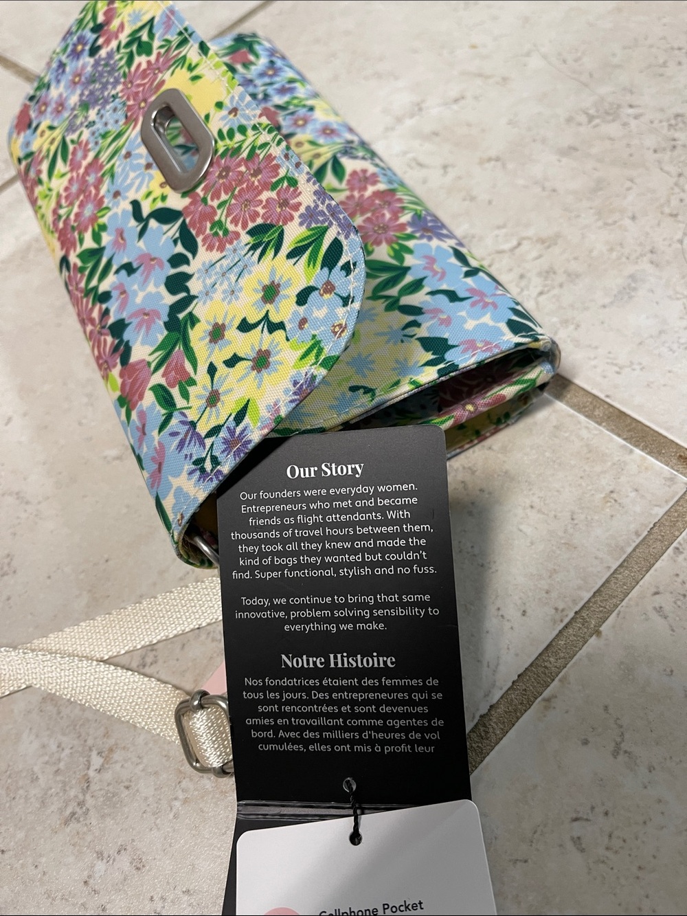 Baggallini Floral Crossbody in Pastel Multi with Cream Strap - Picture 12 of 14
